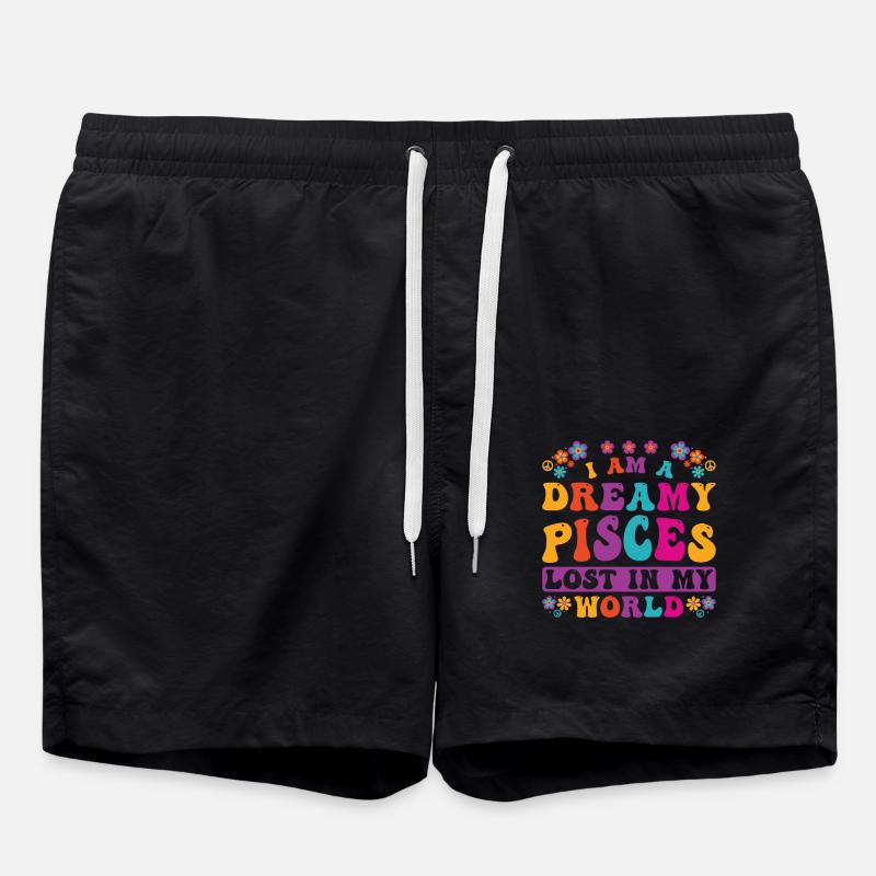 Poissons Zodiaque Personnalité Groovy Cool - Short de bain - noir