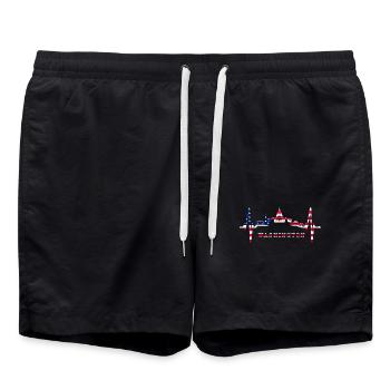 Washington D.C. Skyline Heartbeat USA East Coast - Swim Trunks - black - Front - AI Model Male 185 light (185cm)