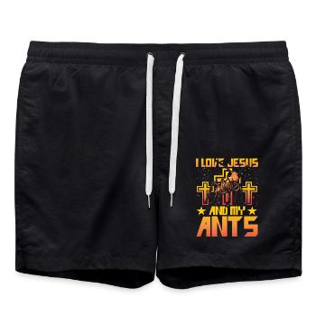 J'aime Jésus et mes réponses - Short de bain - noir - Devant - AI Model Male 185 light (185cm)