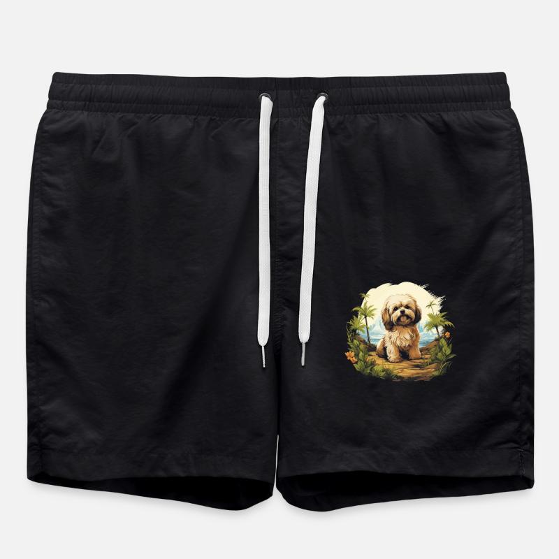 Dog Havanese - Swim Trunks - black