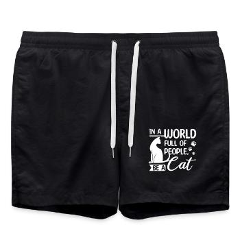 Dans un monde plein de gens, soyez un chat - Short de bain - noir - Devant - AI Model Male 185 light (185cm)