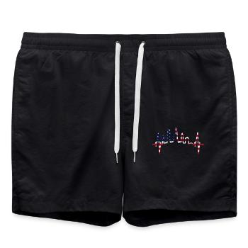 Chicago Skyline Heartbeat USA Heart I Love Chicago - Swim Trunks - black - Front - AI Model Male 185 light (185cm)