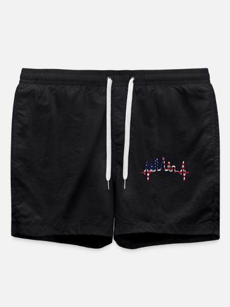 Chicago Skyline Herzschlag USA Herz I Love Chicago - Badeshorts - Schwarz