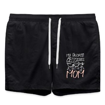 Mothers day, My favorite cello player calls me mom - Swim Trunks - black - Front - AI Model Male 185 light (185cm)