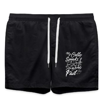My cello speaks when words fail - Swim Trunks - black - Front - AI Model Male 185 light (185cm)