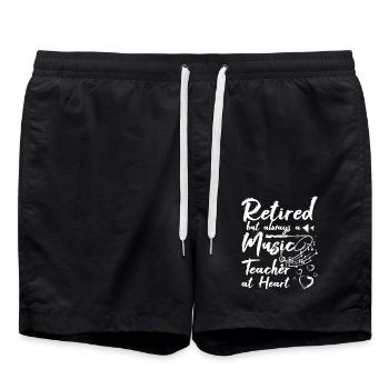 Retired but always a music teacher at heart - Swim Trunks - black - Front - AI Model Male 185 light (185cm)