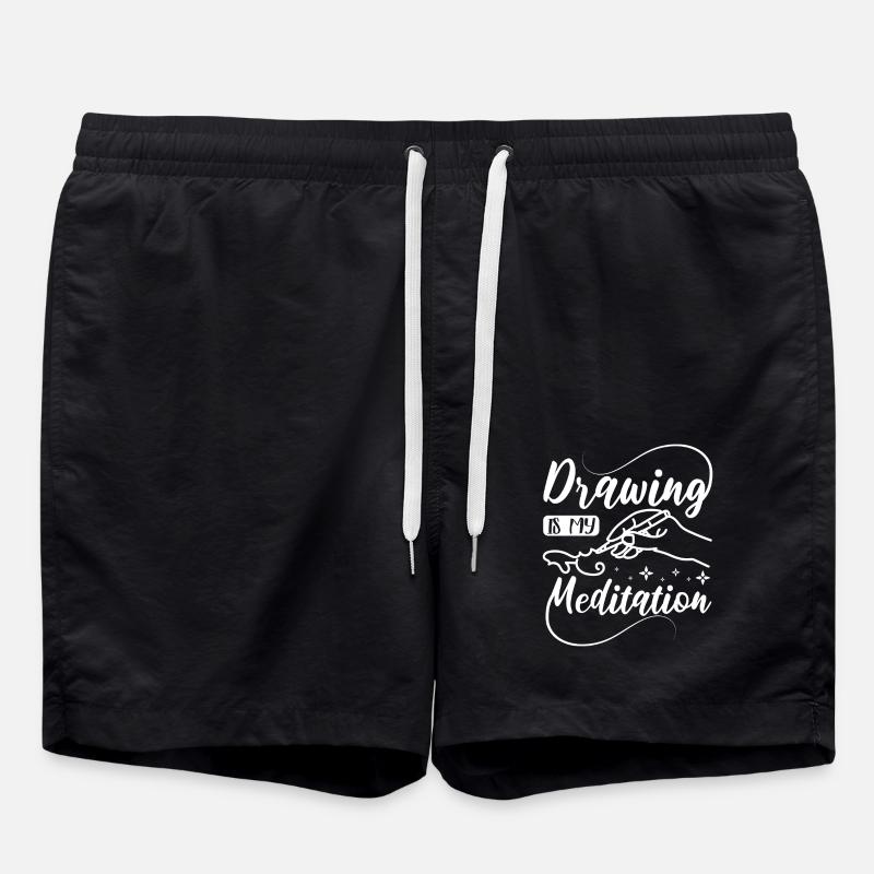 Drawing is my meditation - Swim Trunks - black