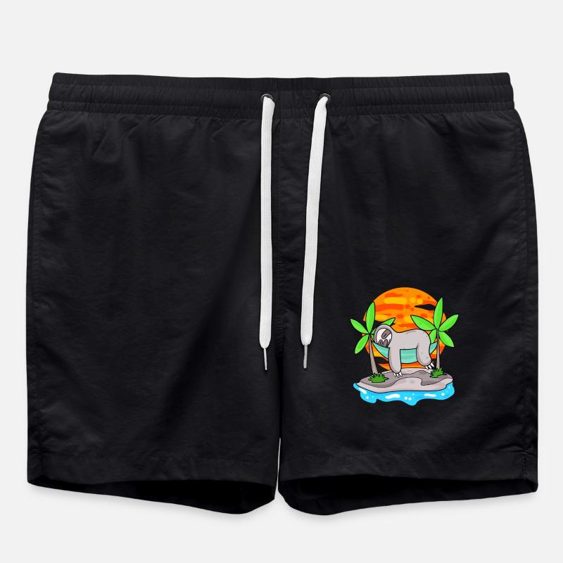 Sloth on the beach - Swim Trunks - black