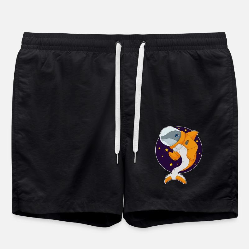 Dolphin Astronaut Space - Swim Trunks - black