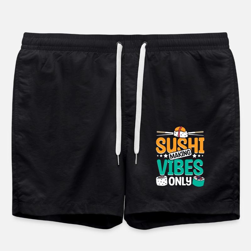 Sushi making vibes only - Swim Trunks - black