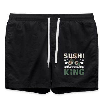 Sushi making king - Swim Trunks - black - Front - AI Model Male 185 light (185cm)