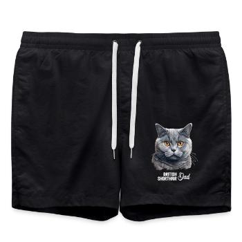 British Shorthair - Swim Trunks - black - Front - AI Model Male 185 light (185cm)