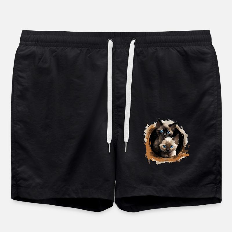 Chat Siamois Siamkatze - Short de bain - noir