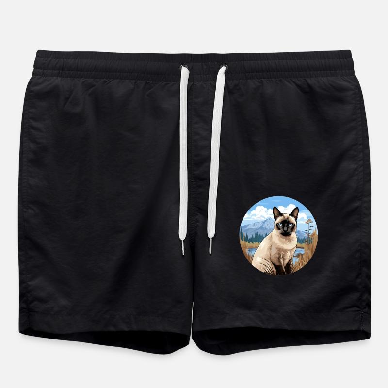 Siamese Cat Siamkatze - Badeshorts - Schwarz
