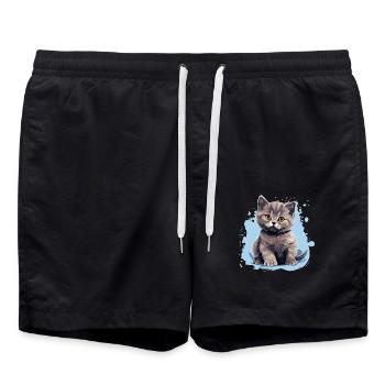 British Shorthair - Swim Trunks - black - Front - AI Model Male 185 light (185cm)