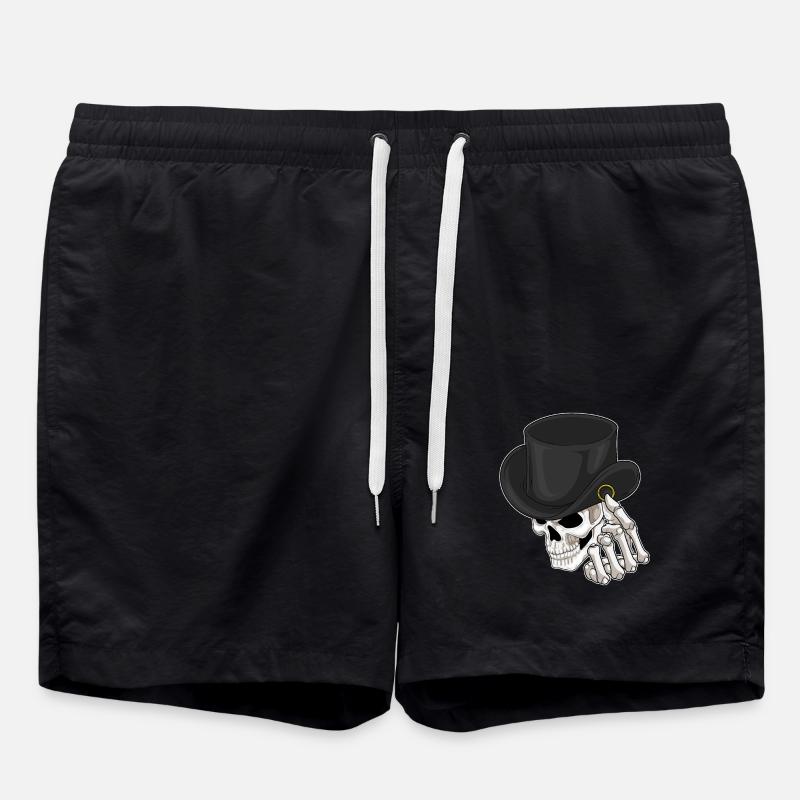 Skull Groom Wedding Ring - Swim Trunks - black