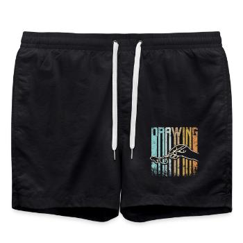 Dessin rétro Vintage - Short de bain - noir - Devant - AI Model Male 185 light (185cm)