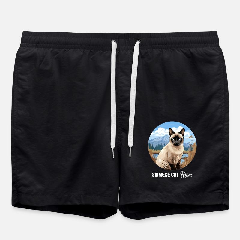 Siamese Cat Siamkatze - Badeshorts - Schwarz