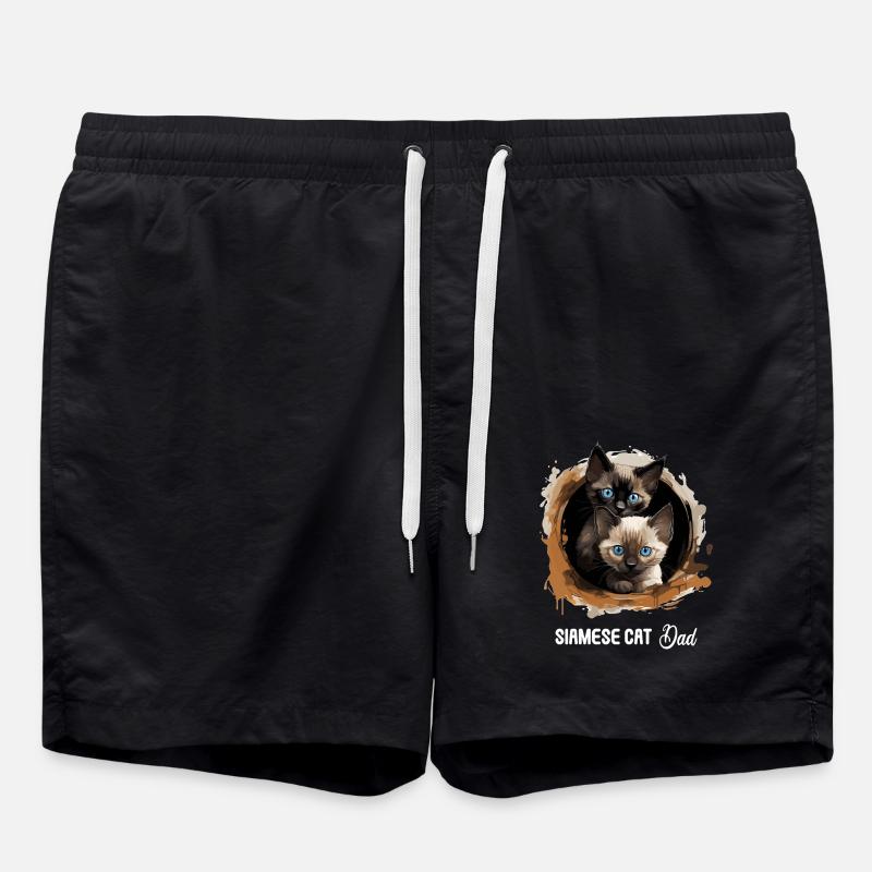 Siamese Cat Siamkatze - Swim Trunks - black