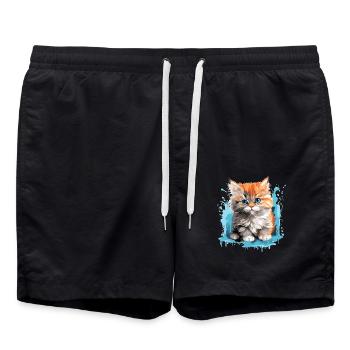 Persian Cat Perser Katze - Swim Trunks - black - Front - AI Model Male 185 light (185cm)