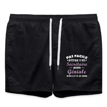 Secrétaire géniale cadeau drôle secrétaire - Short de bain - noir - Devant - AI Model Male 185 light (185cm)