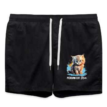 Persian Cat Perser Katze - Swim Trunks - black - Front - AI Model Male 185 light (185cm)