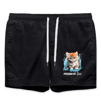 Persian Cat Perser Katze - Swim Trunks - black - Front - AI Model Male 185 light (185cm)