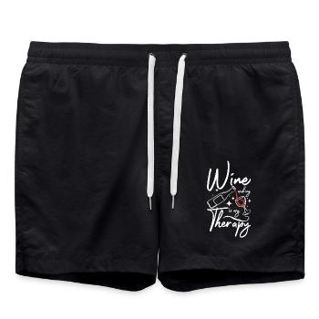 Wine making is my therapy - Badeshorts - Schwarz - Vorne - AI Model Male 185 light (185cm)