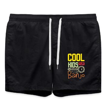 Musicians children cool kids play banjo - Badeshorts - Schwarz - Vorne - AI Model Male 185 light (185cm)