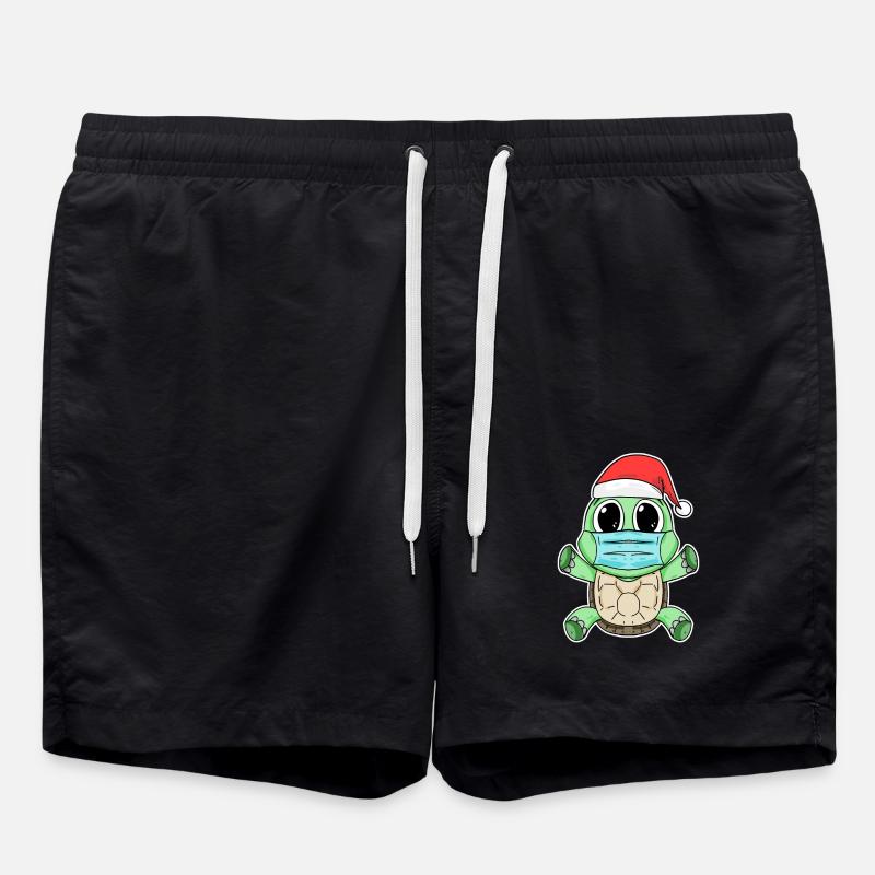 Turtle Christmas Funny - Swim Trunks - black