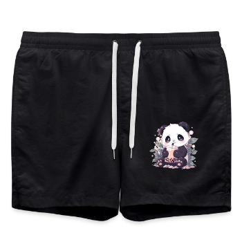 Kawaii Panda trinkt Boba Bubble Tea Chibi - Badeshorts - Schwarz - Vorne - AI Model Male 185 light (185cm)