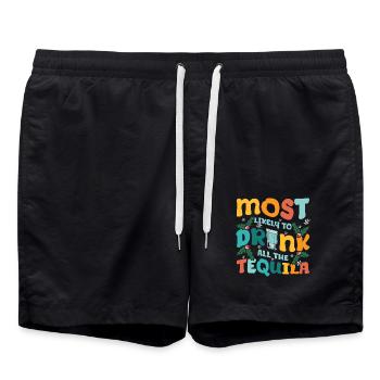 Le plus susceptible de boire toute la tequila - Short de bain - noir - Devant - AI Model Male 185 light (185cm)