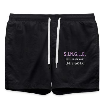Single Stress is now gone Life's easier - Swim Trunks - black - Front - AI Model Male 185 light (185cm)