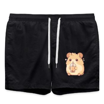 Kawaii Hamster Boissons Boba Bubble Tea Chibi - Short de bain - noir - Devant - AI Model Male 185 light (185cm)