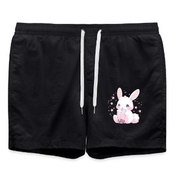 Kawaii Bunny boit Boba Bubble Tea Chibi - Short de bain - noir - Devant - AI Model Male 185 light (185cm)