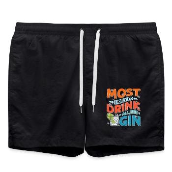 Most likely to drink all the Gin - Badeshorts - Schwarz - Vorne - AI Model Male 185 light (185cm)
