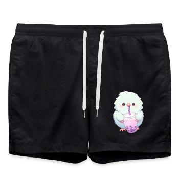 Inséparable kawaii boit Boba Bubble Tea Chibi - Short de bain - noir - Devant - AI Model Male 185 light (185cm)