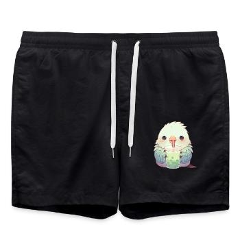 Inséparable kawaii boit Boba Bubble Tea Chibi - Short de bain - noir - Devant - AI Model Male 185 light (185cm)