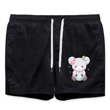 Kawaii Koala trinkt Boba Bubble Tea Chibi - Badeshorts - Schwarz - Vorne - AI Model Male 185 light (185cm)