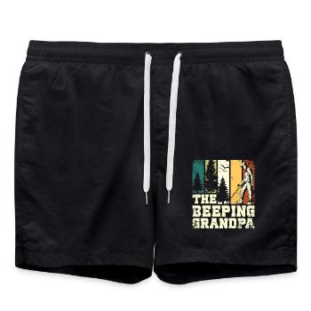 Papa Grandfather, The dirt fishing beeping grandpa - Swim Trunks - black - Front - AI Model Male 185 light (185cm)