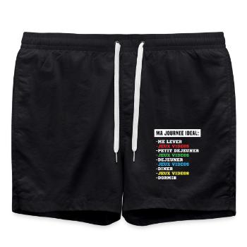 geek ma journée idéale idée cadeau gamer homme - Short de bain - noir - Devant - AI Model Male 185 light (185cm)