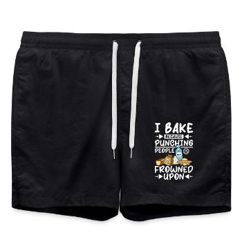 I bake because punching people is frowned upon - Swim Trunks - black - Front - AI Model Male 185 light (185cm)