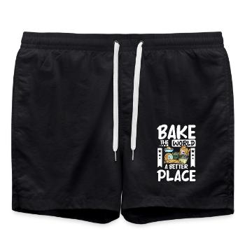 Bake the world a better place - Swim Trunks - black - Front - AI Model Male 185 light (185cm)