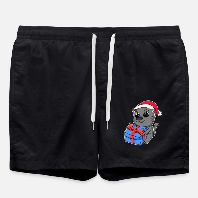 Cat Christmas - Swim Trunks - black