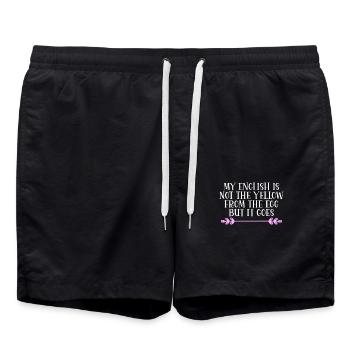 Mon anglais n’est pas le jaune de l’œuf - Short de bain - noir - Devant - AI Model Male 185 light (185cm)