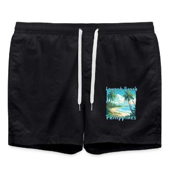 Langub Beach, Philippines - Grunge style for the - Swim Trunks - black - Front - AI Model Male 185 light (185cm)