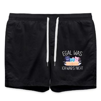 Egal was ich war's nicht Katzen Lustiger Spruch - Badeshorts - Schwarz - Vorne - AI Model Male 185 light (185cm)
