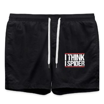 I think i spider. Denglisch - Badeshorts - Schwarz - Vorne - AI Model Male 185 light (185cm)