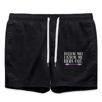 Suivez-moi! Je me connais ici. Danglais - Short de bain - noir - Devant - AI Model Male 185 light (185cm)