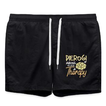 Pierogi making is my Therapy - Badeshorts - Schwarz - Vorne - AI Model Male 185 light (185cm)